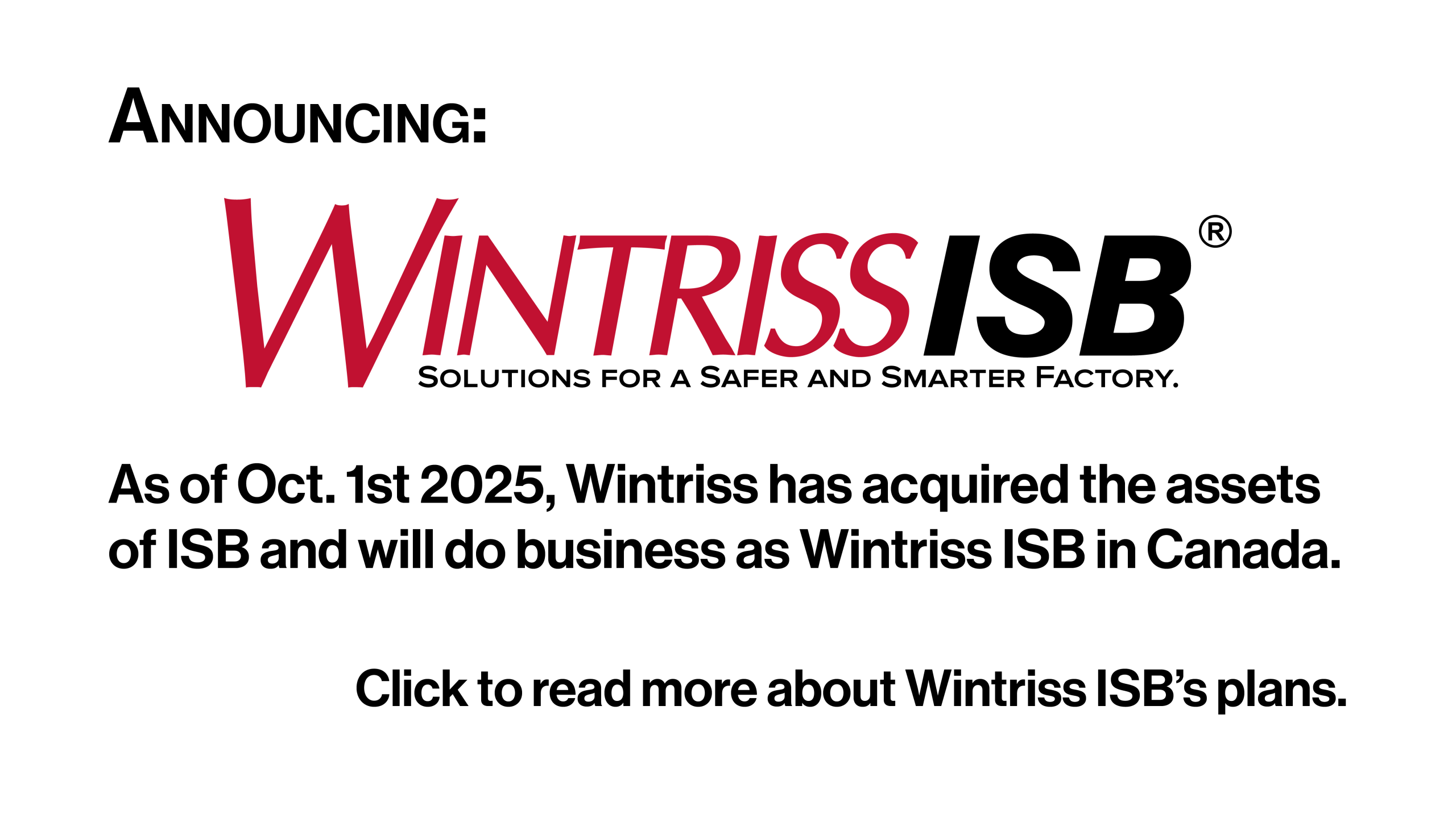 Wintriss ISB Announcement banner